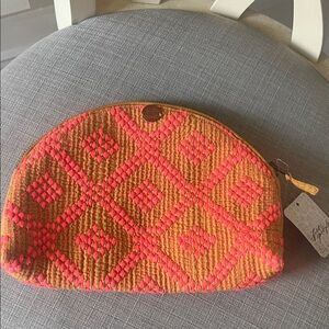 Vibrant Pink and Tan Cosmetic Bag